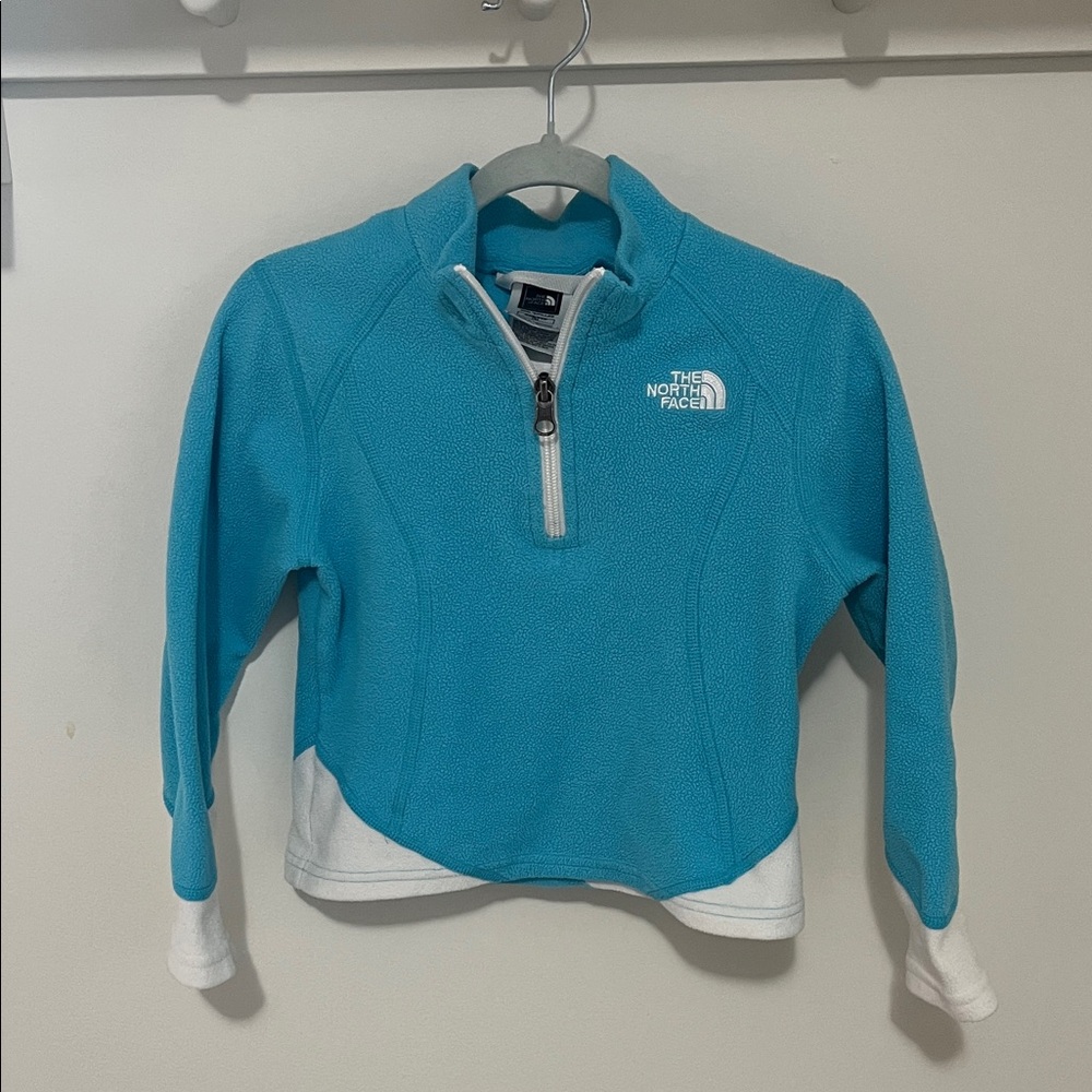 The North Face Teal and White Fleece Pullover